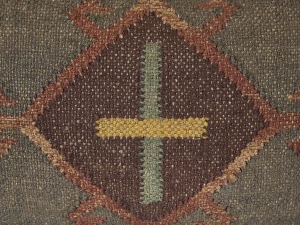 Pyntepute Grønn Jute Ull 45 x 45 cm Orientalsk mønster Kilim stil