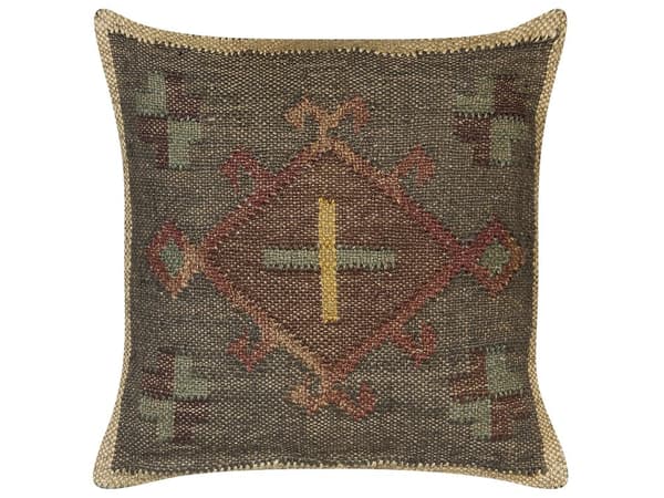 Pyntepute Grønn Jute Ull 45 x 45 cm Orientalsk mønster Kilim stil