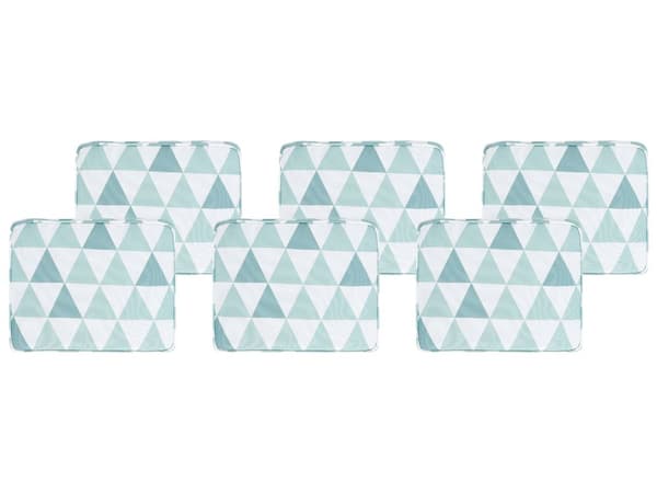 Sett med 6 Utendørs Sitteputer Blå Hvit Geometrisk diamantmønster UV-bestandig