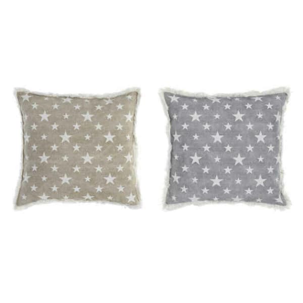 Kudde DKD Home Decor Grå Beige Polyester Bomull Aluminium (45 x 10 x 45 cm) (2 antal)