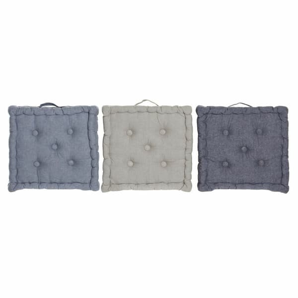 Kudde DKD Home Decor Golv Blå Grå Bomull Marinblå (3 pcs) (38 x 38 x 8 cm)