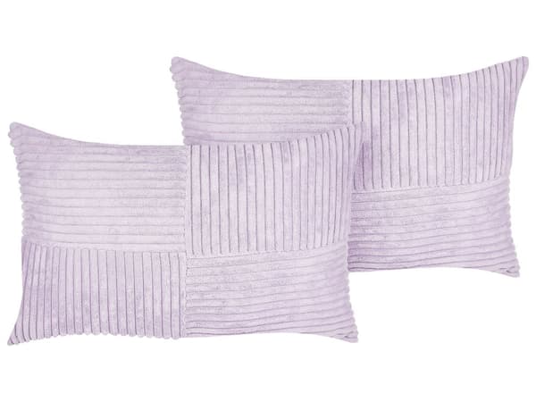 Sett med 2 Pynteputer Lilla Fløyel 50 x 30 cm Stripete mønster Moderne Design