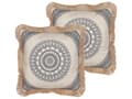 Miniatyrbilde 1 av 7: 2 Puter Beige Svart Polyester Cover 45 x 45 cm Boho Print Dekorative Tassels Stue Dekorasjon