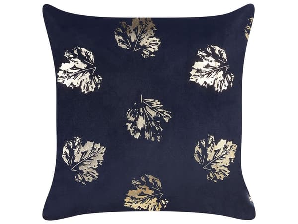 Sett med 2 dekorative puter svart Velvet blad mønster 45 x 45 cm gull