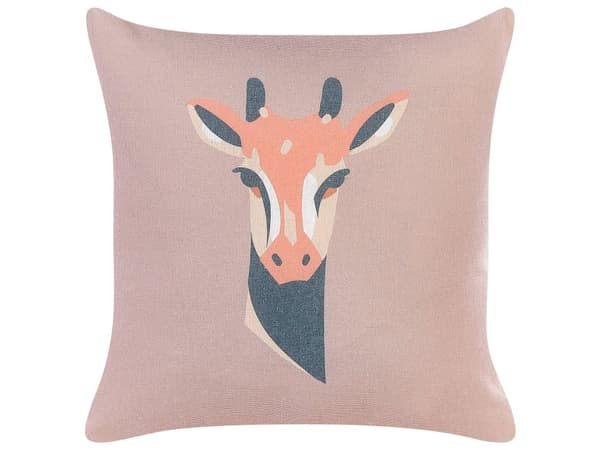 Sett med 2 dekorative puter pastellrosa dyreprint 45 x 45 cm giraffmotiv moderne safariinnredning