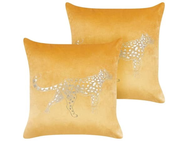 Sett med 2 gule dekorative puter Polyester 45 x 45 cm dyremønster moderne tradisjonell stue soverom puter