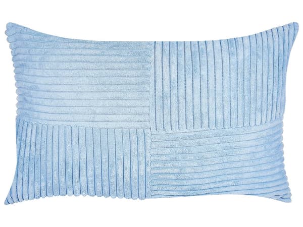 Set med 2 Prydnadskuddar Blå Manchester 47 x 27 cm Randigt Mönster Modern Design Dekorationskuddar