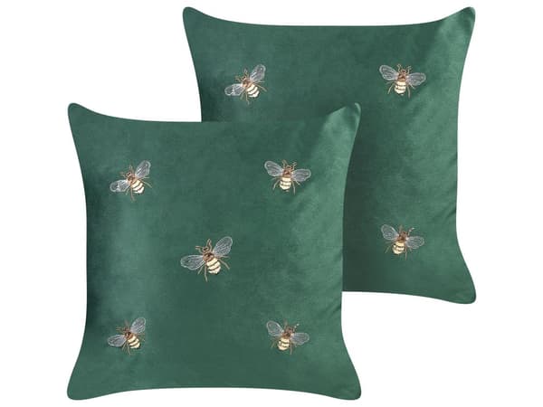 Sett med 2 dekorative puter grønn Bier Motiv 45 x 45 cm Velvet Polyester Modern Glamour Decor Accessories