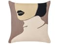 Miniatyrbilde 4 av 7: Sett med 2 pynteputer Brun Beige Bomull 45 x 45 cm Ansiktsmotiv Moderne design Dekorasjoner Tilbehør Stue Soverom
