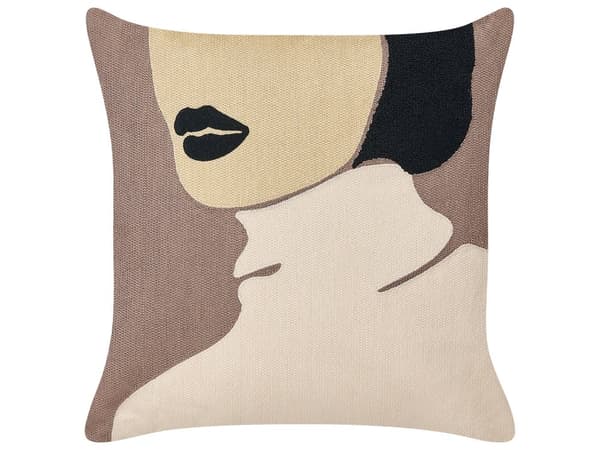 Sett med 2 pynteputer Brun Beige Bomull 45 x 45 cm Ansiktsmotiv Moderne design Dekorasjoner Tilbehør Stue Soverom