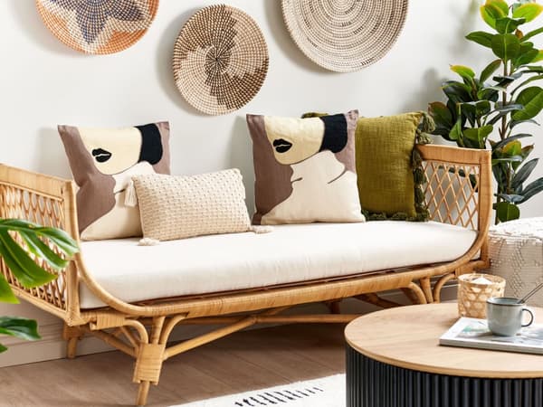 Sett med 2 pynteputer Brun Beige Bomull 45 x 45 cm Ansiktsmotiv Moderne design Dekorasjoner Tilbehør Stue Soverom