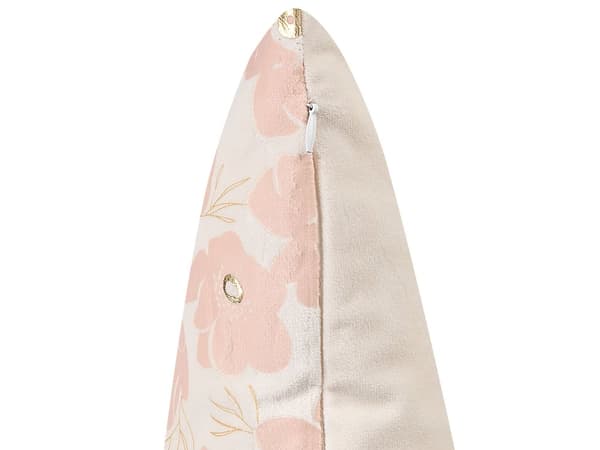 Sett med 2 Pynteputer Beige Rosa Fløyel 45 x 45 cm Blomstermønster Blomstermotiv Avtakbart trekk med fylling