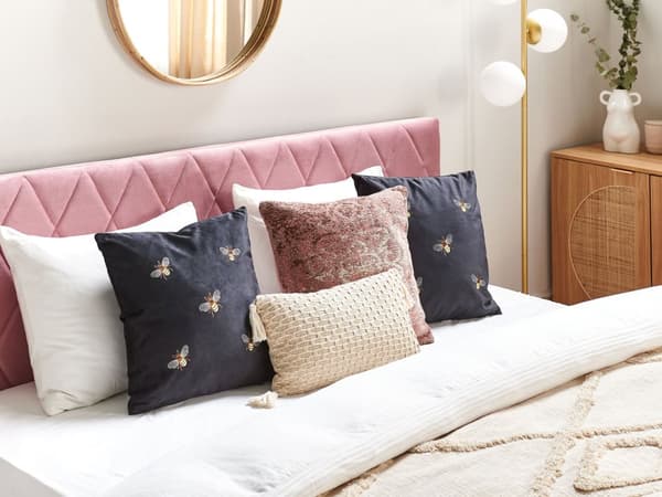 Set med 2 Prydnadskuddar Svart Bi Motiv 45 x 45 cm Sammet Polyester Modern Glamour Dekor Tillbehör