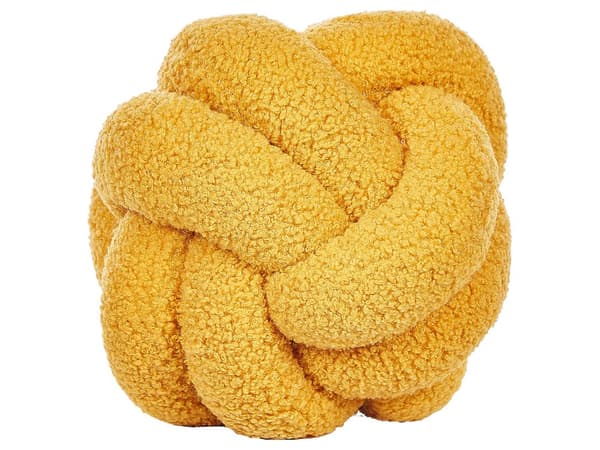 Set med 2 Dekorativa Kuddar Gul Boucle Knot Kudde 19 x 19 cm Dekor Accessoarer