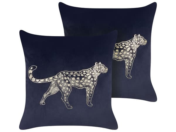 Set med 2 Svarta Prydnadskuddar Polyester 45 x 45 cm Djur Mönster Modern Traditionell Vardagsrum Sovrum Kuddar