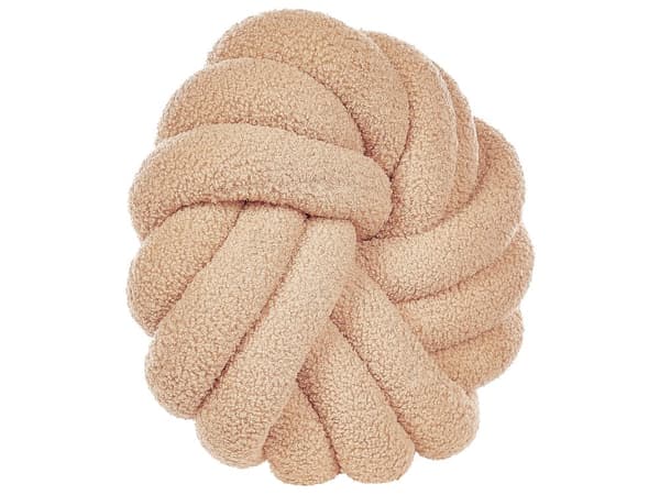 Prydnadskudde Beige Bouclé 31 x 31 cm Virvelknut Fluffig Dekorativ Modern Vardagsrum Sovrum