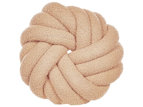 Set med 2 Prydnadskuddar Beige Bouclé 31 x 31 cm Virvelknut Fluffig Dekorativ Modern Vardagsrum Sovrum
