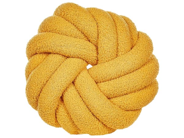 Set med 2 Prydnadskuddar Gul Bouclé 31 x 31 cm Virvelknut Fluffig Dekorativ Modern Vardagsrum Sovrum