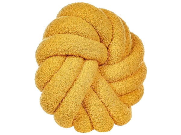 Set med 2 Prydnadskuddar Gul Bouclé 31 x 31 cm Virvelknut Fluffig Dekorativ Modern Vardagsrum Sovrum
