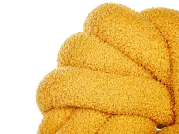 Set med 2 Prydnadskuddar Gul Bouclé 31 x 31 cm Virvelknut Fluffig Dekorativ Modern Vardagsrum Sovrum