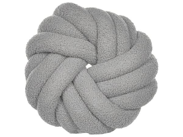 Set med 2 Prydnadskuddar Grå Bouclé 31 x 31 cm Virvelknut Fluffig Dekorativ Modern Vardagsrum Sovrum