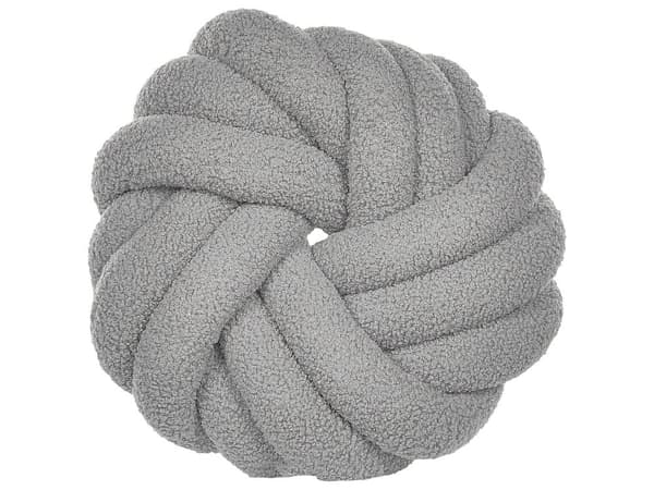 Prydnadskudde Grå Bouclé 31 x 31 cm Virvelknut Fluffig Dekorativ Modern Vardagsrum Sovrum