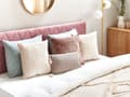 Miniatyrbild 2 av 7: Set om 2 kuddar Beige Sammet 45 x 45 cm med Dekorativa Element Glamour Modernt Vardagsrum Sovrum