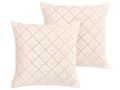 Miniatyrbild 1 av 7: Set om 2 kuddar Beige Sammet 45 x 45 cm med Dekorativa Element Glamour Modernt Vardagsrum Sovrum