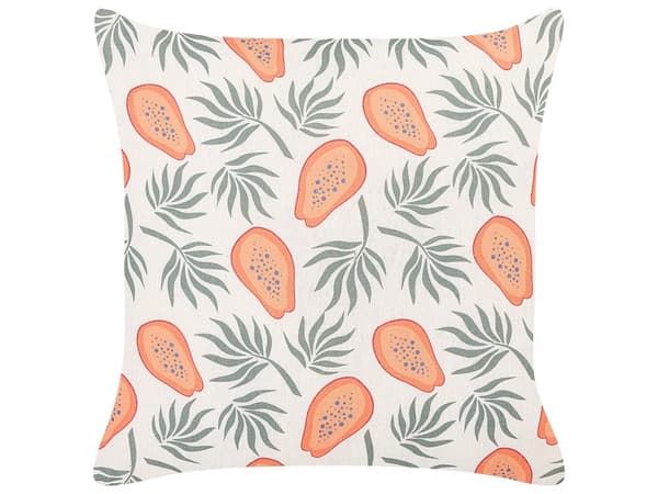 2 Prydnadskuddar Orange och Grön Polyester 45 x 45 cm Papaya Print Fyrkantig Modern Vår Sommar Tillbehör Vardagsrum Sovrum