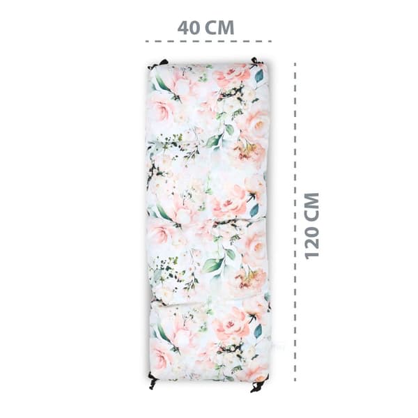 Pallkudde utomhustvättbar 40 x 120 cm - pallsittdyna Europall sittdyna klädsel blommor vit