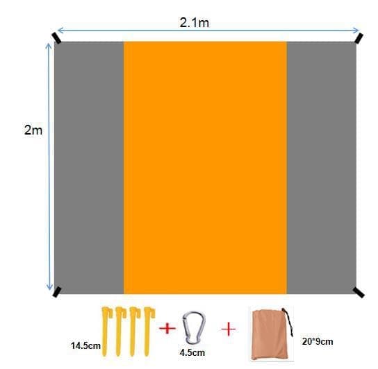 210x200 cm Strandtæppe – Vandtæt Holdbar Sammenfoldelig Familie Picnic-måtte