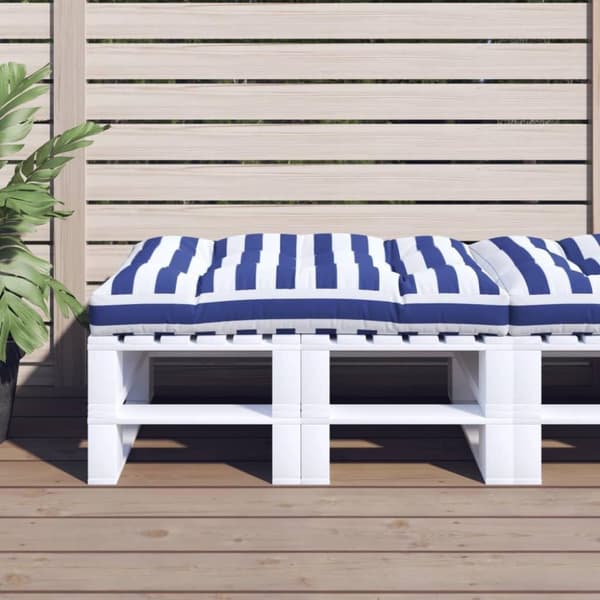vidaXL pallehynde 120x80x12 cm stof stribet blå og hvid