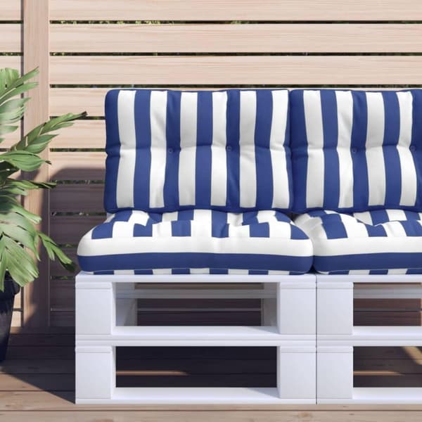 vidaXL pallehynde 60x40x12 cm stof stribet blå og hvid