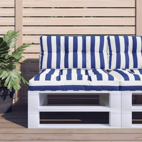 vidaXL pallehynde 80x40x12 cm stof stribet blå og hvid