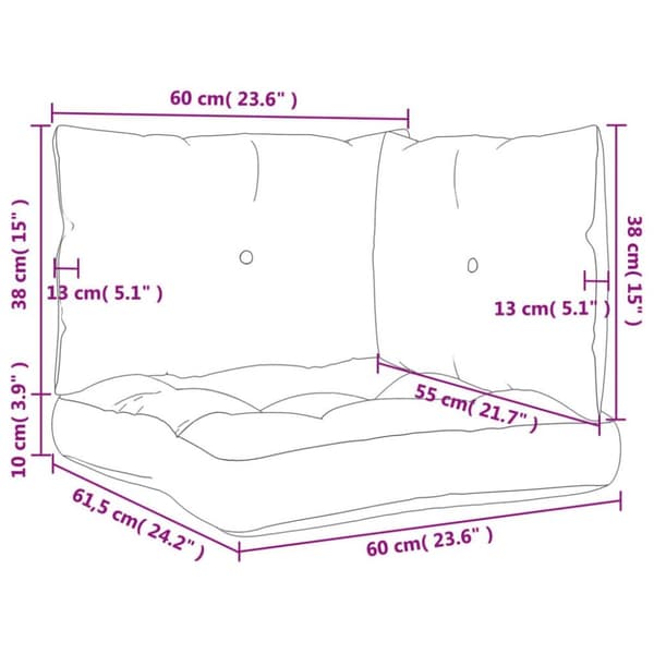 vidaXL Dynor till pallsoffa 3 st rosa Oxford-tyg