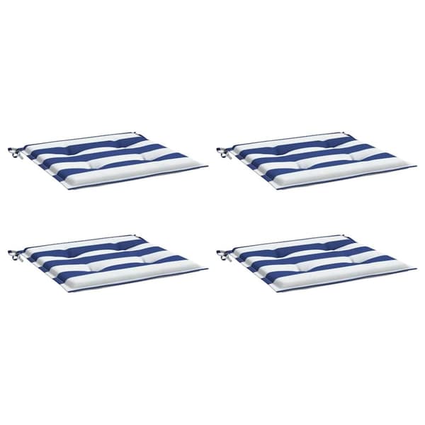vidaXL Stolsdynor 4 st blå&vit randig 40x40x3 cm tyg