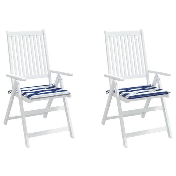 vidaXL Stolsdynor 2 st blå&vit randig 40x40x3 cm tyg