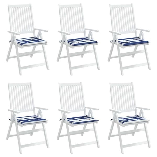 vidaXL Stolsdynor 6 st blå&vit randig 40x40x3 cm tyg