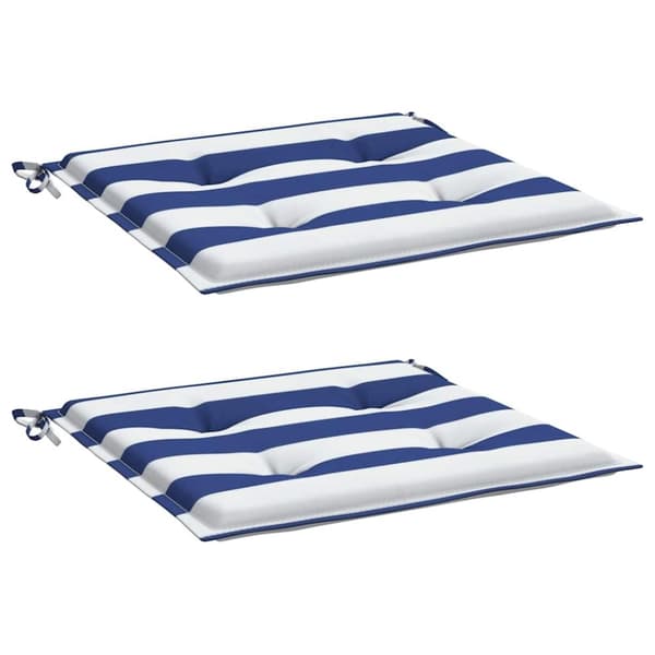 vidaXL Stolsdynor 2 st blå&vit randig 50x50x3 cm tyg