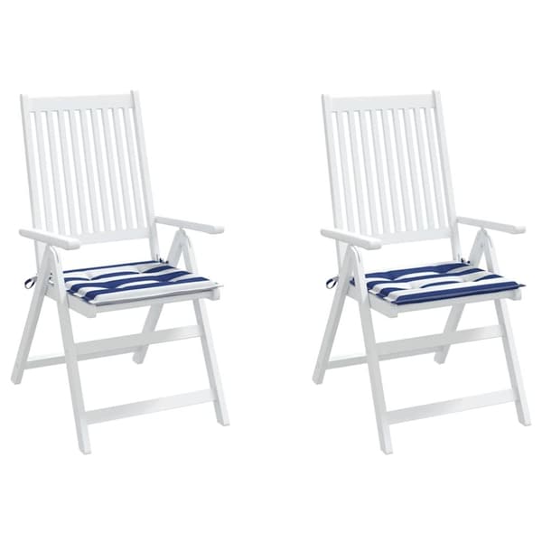 vidaXL Stolsdynor 2 st blå&vit randig 50x50x3 cm tyg
