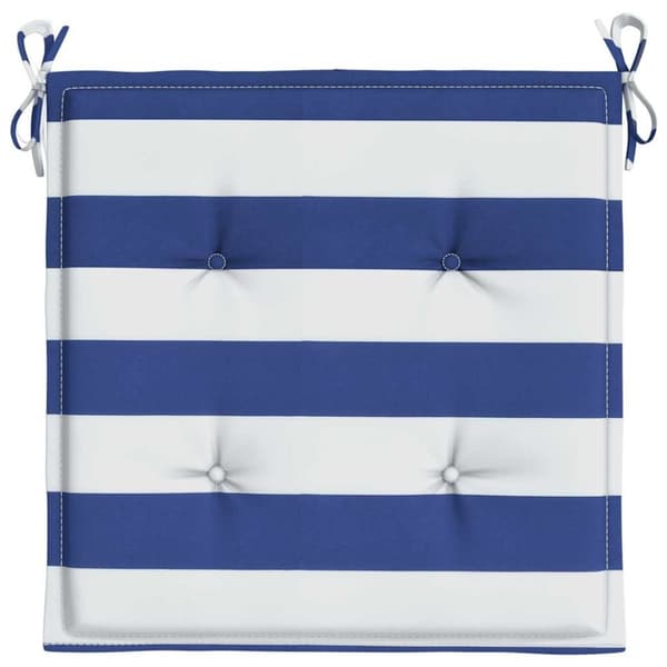 vidaXL Stolsdynor 2 st blå&vit randig 50x50x3 cm tyg