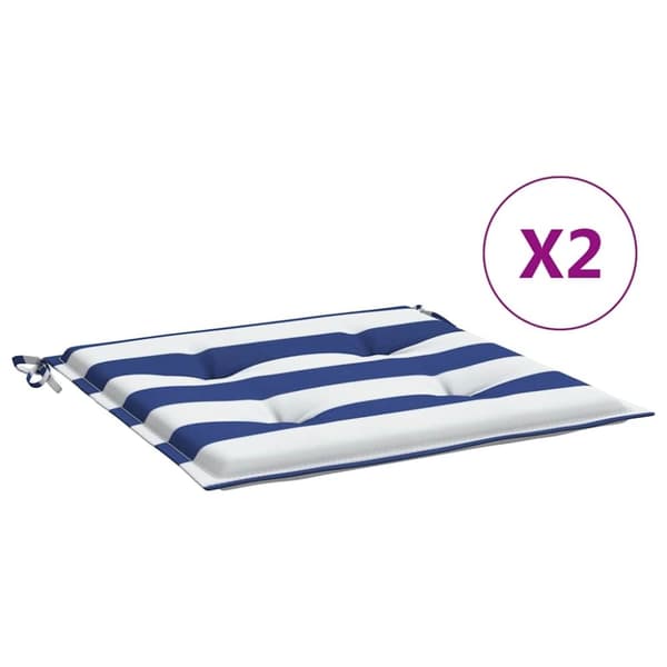vidaXL Stolsdynor 2 st blå&vit randig 50x50x3 cm tyg