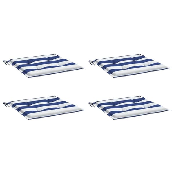 vidaXL Stolsdynor 4 st blå&vit randig 50x50x3 cm tyg