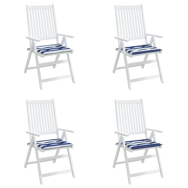 vidaXL Stolsdynor 4 st blå&vit randig 50x50x3 cm tyg