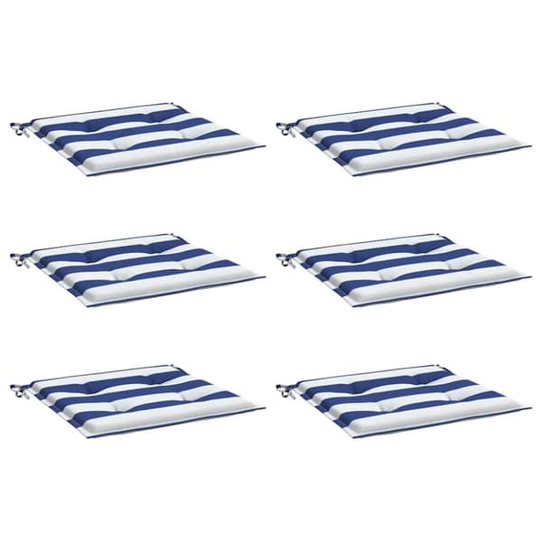 vidaXL Stolsdynor 6 st blå&vit randig 50x50x3 cm tyg