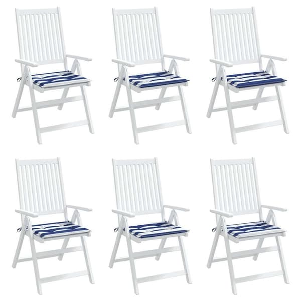 vidaXL Stolsdynor 6 st blå&vit randig 50x50x3 cm tyg