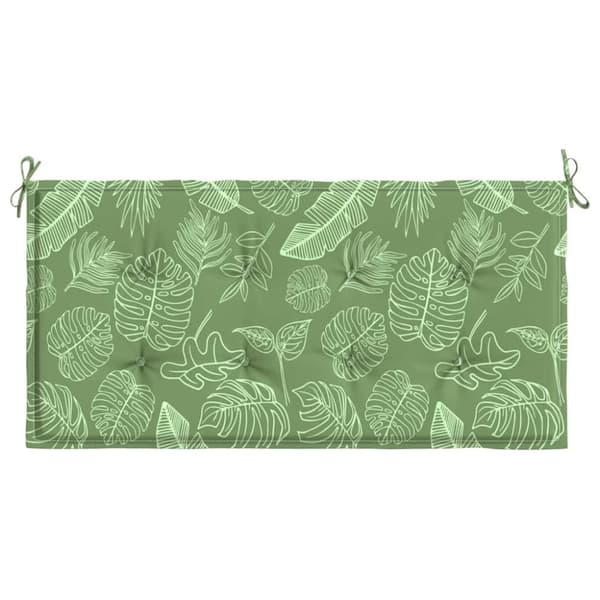 vidaXL Bänkdyna för trädgården bladmönster 120x50x3 cm oxfordtyg