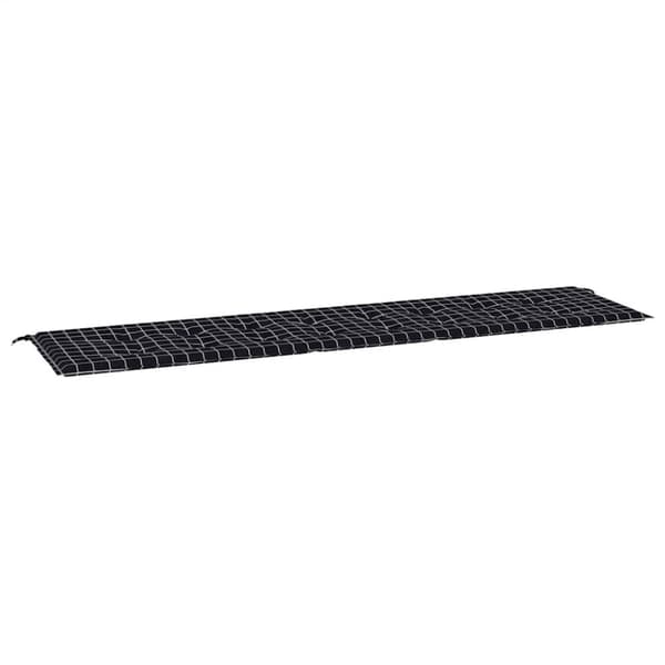 vidaXL Bänkdyna för trädgården svartrutig 200x50x3 cm tyg