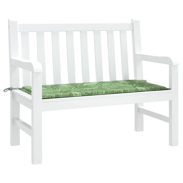 vidaXL Bänkdyna för trädgården bladmönster 100x50x3 cm oxfordtyg