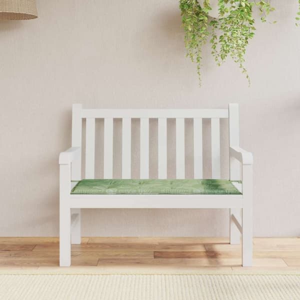 vidaXL Bänkdyna för trädgården bladmönster 100x50x3 cm oxfordtyg